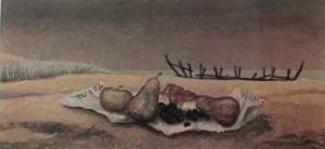 Olio su faesite, cm. 40 x 85; firmato a destra in basso: Turci; sul retro la data: novembre 1963.